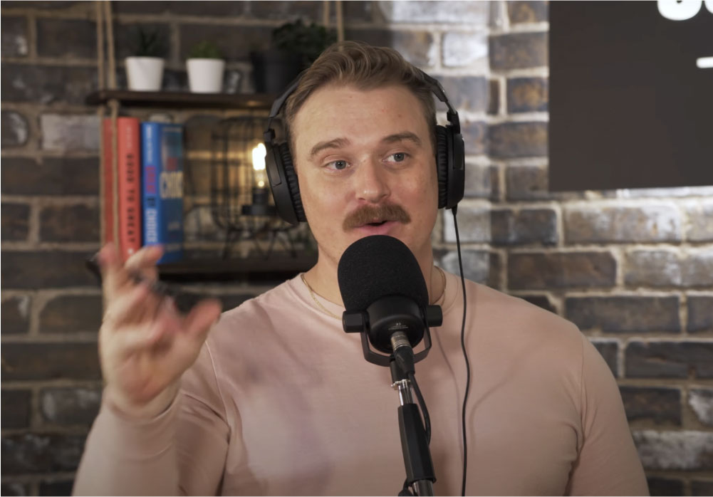 A professional SEO expert having a podcast