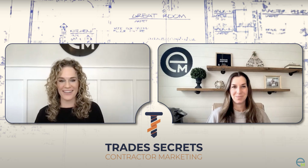 Amanda Joyce and Devon Hayes, Contractor Marketing doing a trades secrets website design podcast by Elevation Marketing
