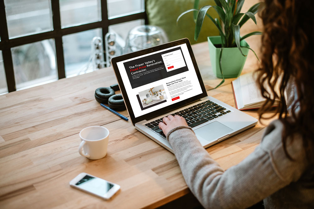 Customer searching the site for roofing service options by Elev Marketing in Vancouver