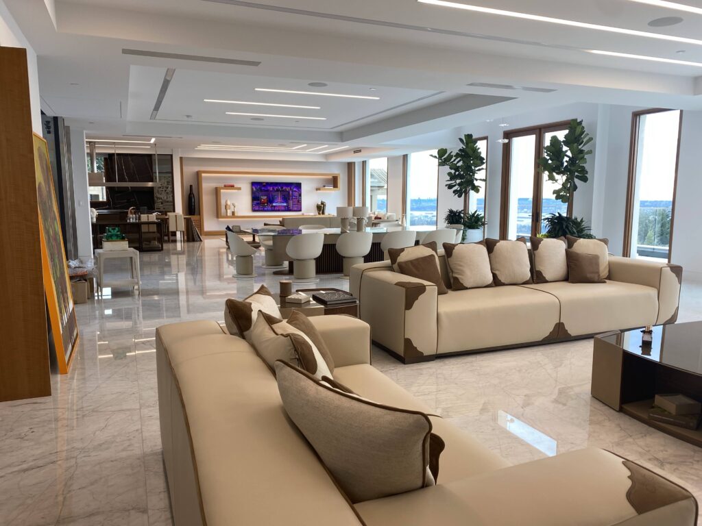 residential electrical work completed in a home show casing the overhead lighting