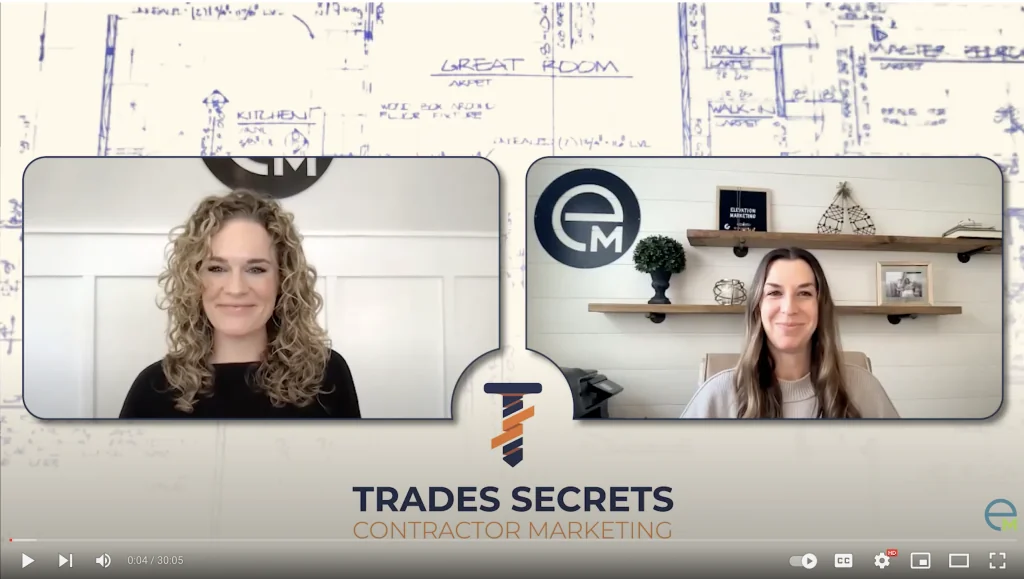 Amanda Joyce and Devon Hayes doing a trades secrets podcast Contractor Marketing by Elevation Marketing